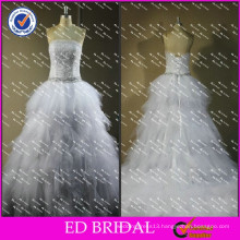 ED New Design Real Photos Heavy Ruffle Tulle Crystal Waist Wedding Dresses